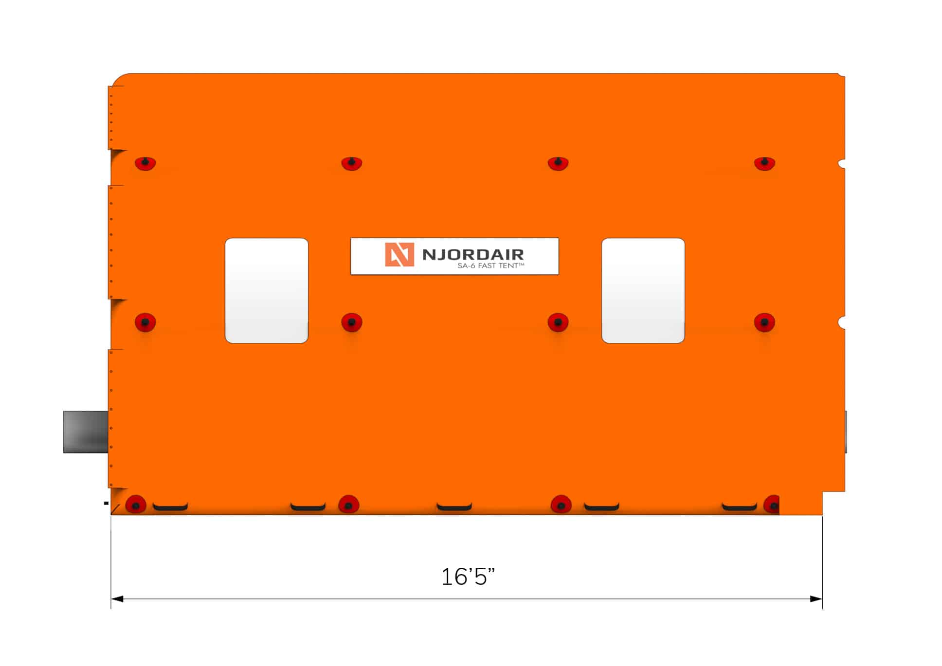 Side view of SA-6 Fast Tent with dimensions in feet